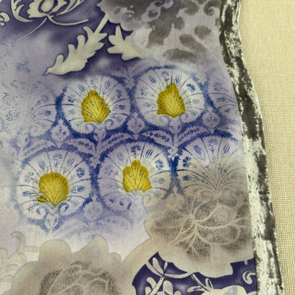 Silk Scarf Blue/Purple floral - Picture 3 of 6